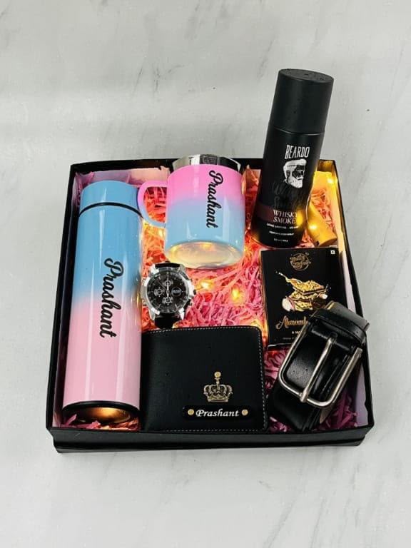 Customized Men's Luxury Gift Hamper – Personalized Pastel Ombré Lifestyle & Grooming Set