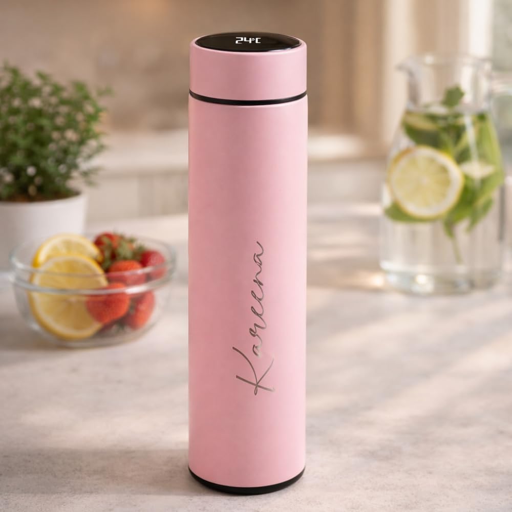 Pretty in Pink Personalized Gift Box for Her – Customized Name Clutch, Temperature Flask & Sunglass Combo