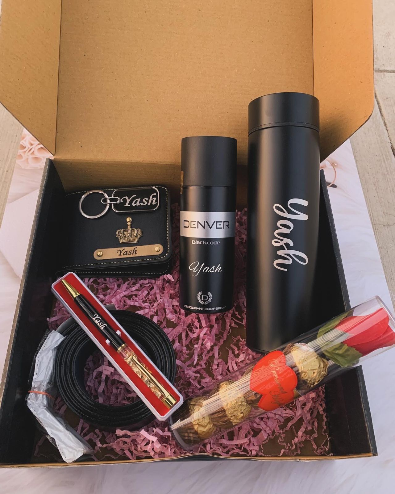Customized Men's Premium Black Theme Birthday and Anniversary Gift Hamper