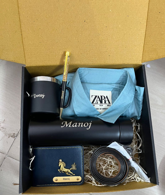 Customized Men's Premium Apparel and Matte Black Accessory Gift Hamper