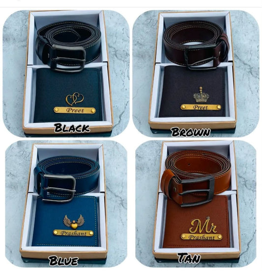 Personalized Men's Gift Combo – Custom Name Wallet & Matching Belt Set