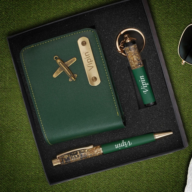 Premium Customized Men's Gift Box – 3-in-1 Luxury Name Engraved Accessory Set