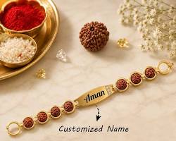 Personalized 3-in-1 Luxury Gift Set for Men – Custom Engraved Rudraksha Bracelet, Floating Gold Foil Pen & Keychain Combo in Premium Gift Box