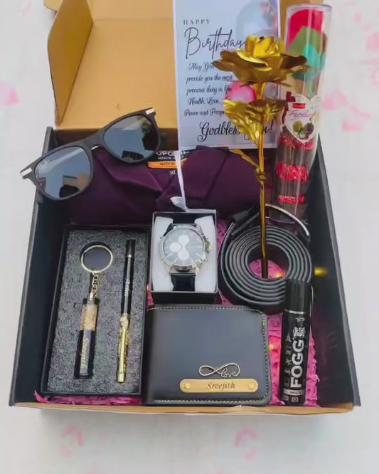 9-in-1 Personalized Men's Mega Gift Hamper – Custom Wallet, Watch, Shirt & Accessories Box